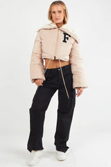 Stone Borg Collar Short Puffer Coat-Pola