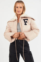 Stone Borg Collar Short Puffer Coat-Pola