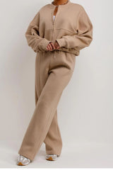 Stone Bomber Sweatshirt With Straight Leg Jogger-Diana