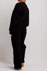 Black Bomber Sweatshirt With Straight Leg Jogger-Diana