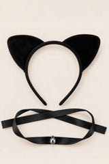 Black Halloween Bunny Rabbit Ears Headband And Bell Choker - Catherine