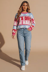 Pink Fleece Slogan Christmas Knitted Jumper - Deck