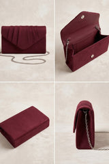 Wine Flap Chain Shoulder Clutch Bag  - Diaxm