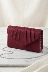 Wine Flap Chain Shoulder Clutch Bag  - Diaxm