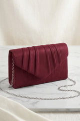 Wine Flap Chain Shoulder Clutch Bag  - Diaxm