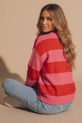 Pink Stripe Eat Drink Merry Christmas Knitted Jumper - Chiky