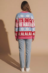 Pink Fleece Slogan Christmas Knitted Jumper - Deck
