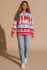 Pink Fleece Slogan Christmas Knitted Jumper - Deck