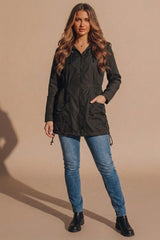 Black Lightweight Showerproof Hooded Mac Jacket - Vera