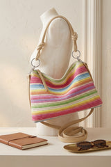 Multi Colour Stripe Crochet Shoulder & Crossbody Bag  - Zonya