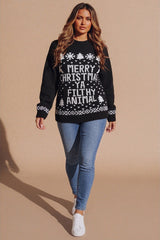 BLACK MERRY CHRISTMAS YA FILTHY ANIMAL JUMPER - KATIA