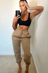 Camel Cuffed Joggers - Lizzie