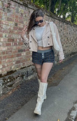 Stone Cropped Double Breasted Trench Coat - Honor