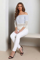 White High Waisted Skinny Soft Touch Skinny Jean With Metal Button Detail - Victoria