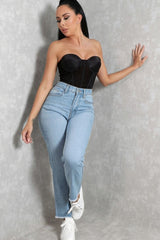 Black Mesh Sparkle Corset Top - Virella