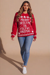 RED MERRY CHRISTMAS YA FILTHY ANIMAL JUMPER - KATIA