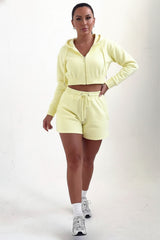 Lemon Zip Up Hoodie & High Waisted Shorts Co-ord Set - Eliza