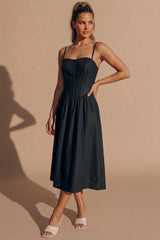 Black Corset Detail Strappy Midaxi Dress - Rosa