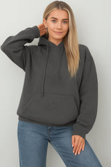 Charcoal Oversized Crucifix Cross Embroidered Hoodie - Ronisa