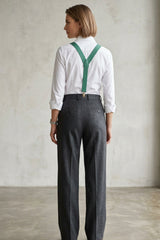 Green Adjustable Clip-On Suspenders- Wyona