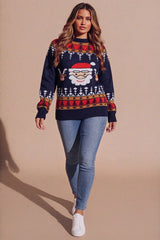 Navy Christmas Snowman Print Oversized Jumper - Noelle