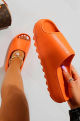 Orange Tread Detail Rubber Flatform Sliders - Marion