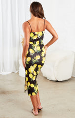 Black Strappy Printed Bodycon Maxi Dress - Dorothy