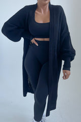 Black Knitted Long Sleeve Midi Cardigan - Georgia
