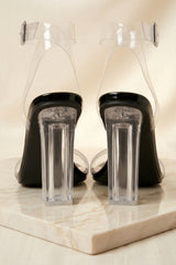 Black Perspex Barely There Clear Block Heels - Mara