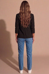 Black Tailored Open Front Blazer-Roman