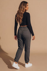 Charcoal Sheared Hem Joggers - Wynter