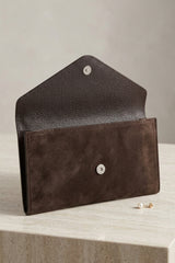Brown Suede Envelope Luxe Clutch Bag - Laura