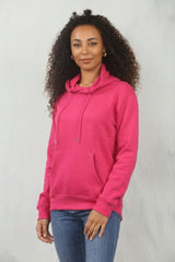 Fuchsia Oversized Matching Drawstring Rib Cuff & Hem Pocket Hoodie - Melissa