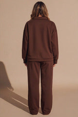 Chocolate Oversized Long Sleeve Rugby Top and Trouser Co Ord Set - Marizel