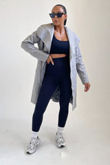 Grey Waterfall Duster Belted Long Coat_ Pola