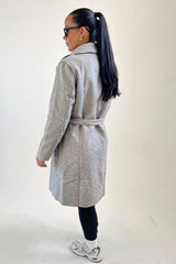 Grey Waterfall Duster Belted Long Coat_ Pola