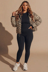 Leopard Hooded Drawstring Cropped Puffer Jacket - Stacey