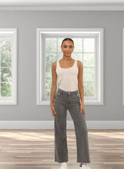 Grey Washed High Waisted Wide Leg Jeans – Kenzie
