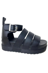 Black Gladiator Style Flat Sandals - Zarina