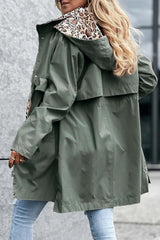 Khaki Parka with Leopard Print Lining Reversible Hooded Jacket– Skye
