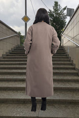 Mocha Belted Longline Pocket Detail Waterfall Coat- Kinny