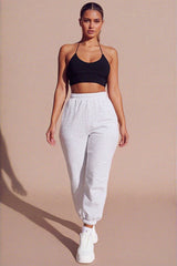 Black Slinky Spaghetti Strap Halterneck Crop Top - Carisella