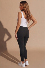 Black High Waisted Button Up Eyelet Detail Skinny Jeans - Flina