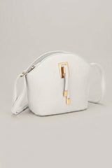 White Pebble Faux Leather Crossbody Bag - Asyanima