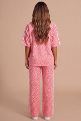 Pink Print Oversized Loungewear Set With Side Stripe Detail- Orlina