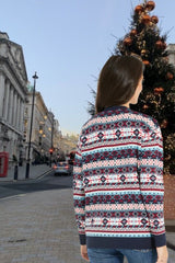 Navy Multi Fair Isle Print Button Up Cardigan - Kira