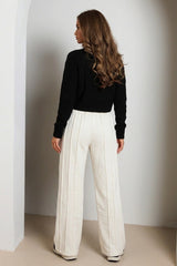 Stone Seam Detail Shirred Waistband Open Hem Joggers - Ruby