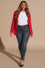 Red Sequin Lapel Blazer - Ever