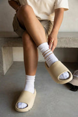 Beige Tread Detail Rubber Flatform Sliders - Marion