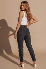 Black Distressed Reversible Fly Button Jeans - Sandrella